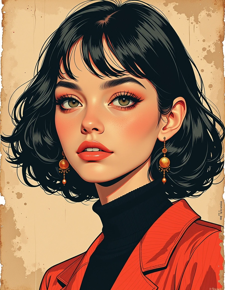 A masterpiece, in the style of the 1980s, with bold lines, dynamic strokes and rich textures, on background with a touch of nostalgia, perhaps with subtle drawings inspired by…
