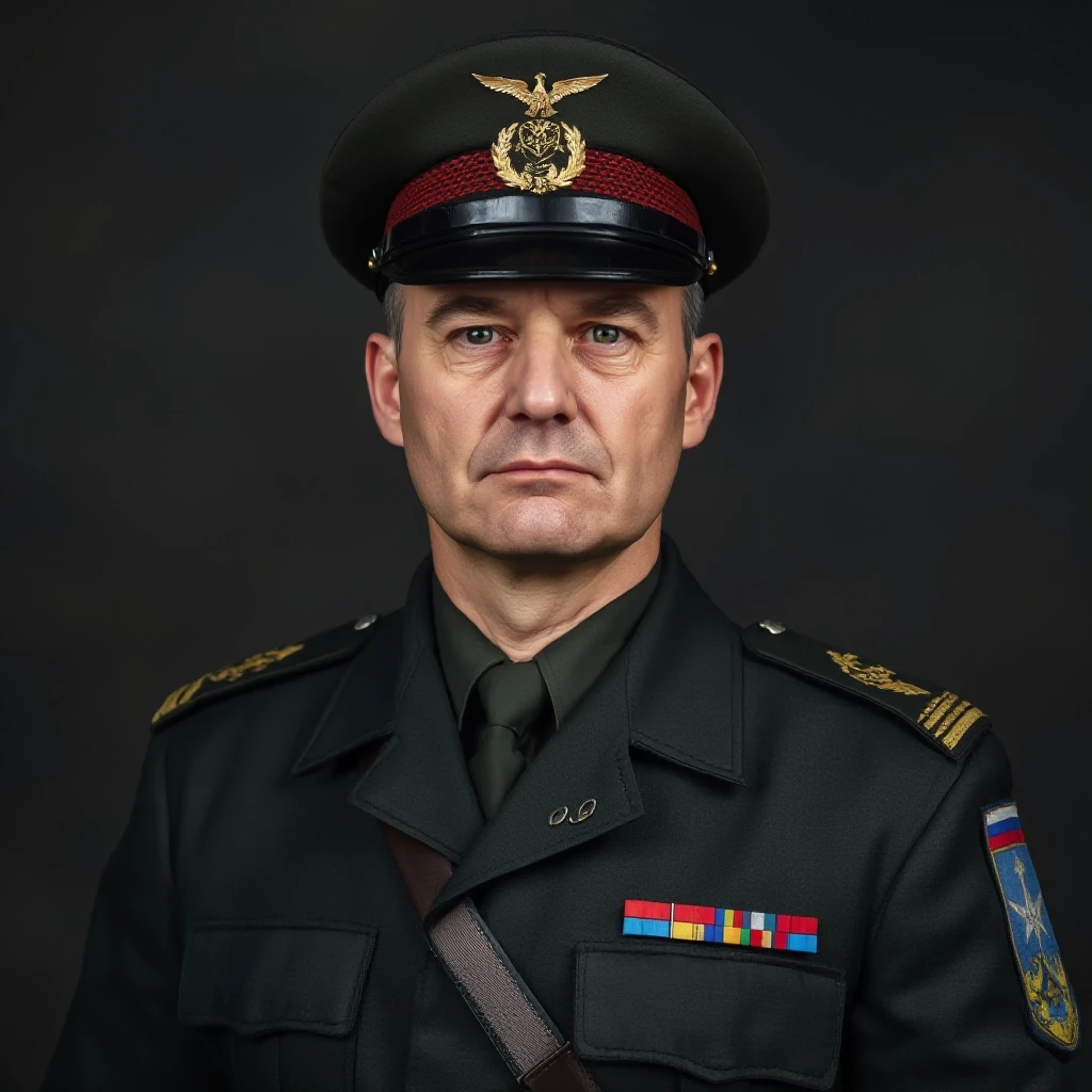 professional portrait of middle aged impudent but cowardly ukrainian lieutenant in NATO uniform. — работа пользователя Firebat