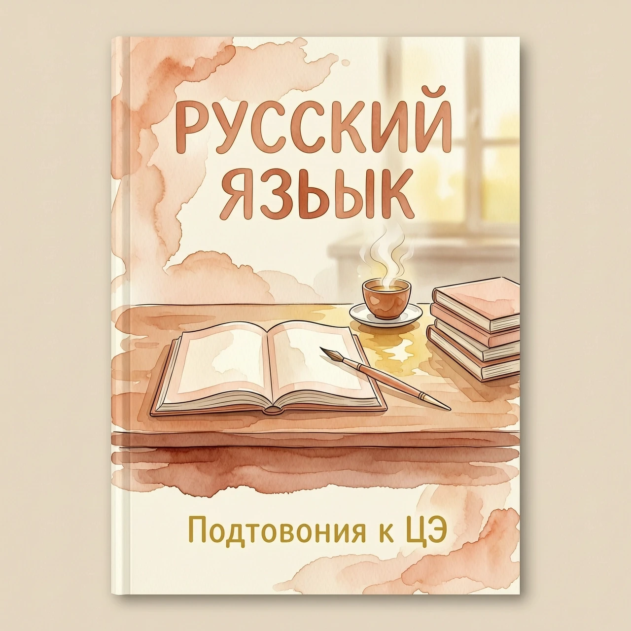 Концепция обложки для тетради по русскому языку (подготовка к ЦЭ) Обложка выполнена в мягкой акварельной технике с эффектом мокрой бумаги и размытыми, плавными краями,…