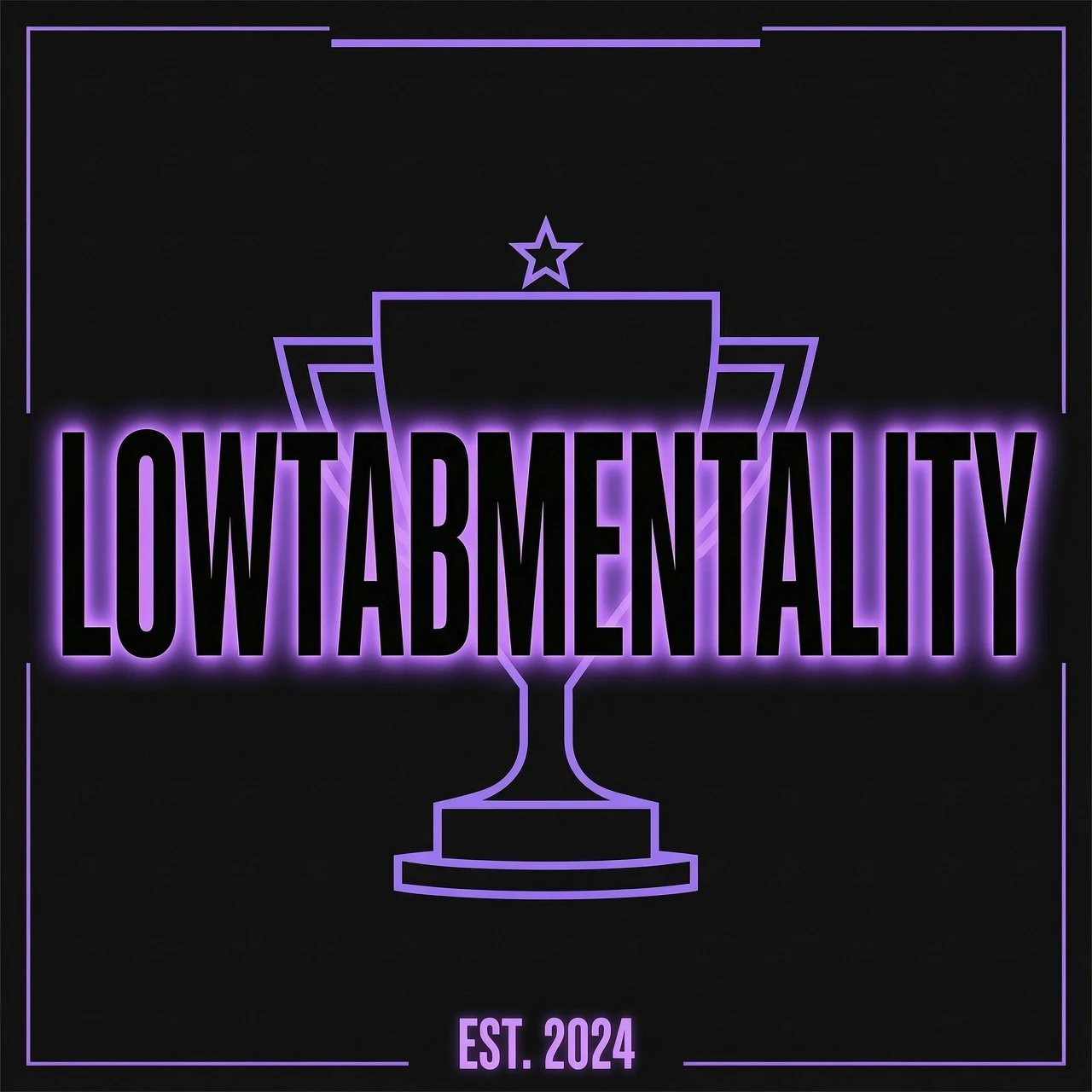 Логотип для киберспортивной команды по игре Counter-strike 2 под названием "LOWTABMENTALITY", логотип должен быть минималистичный, в черно фиолетовом цвете, из…