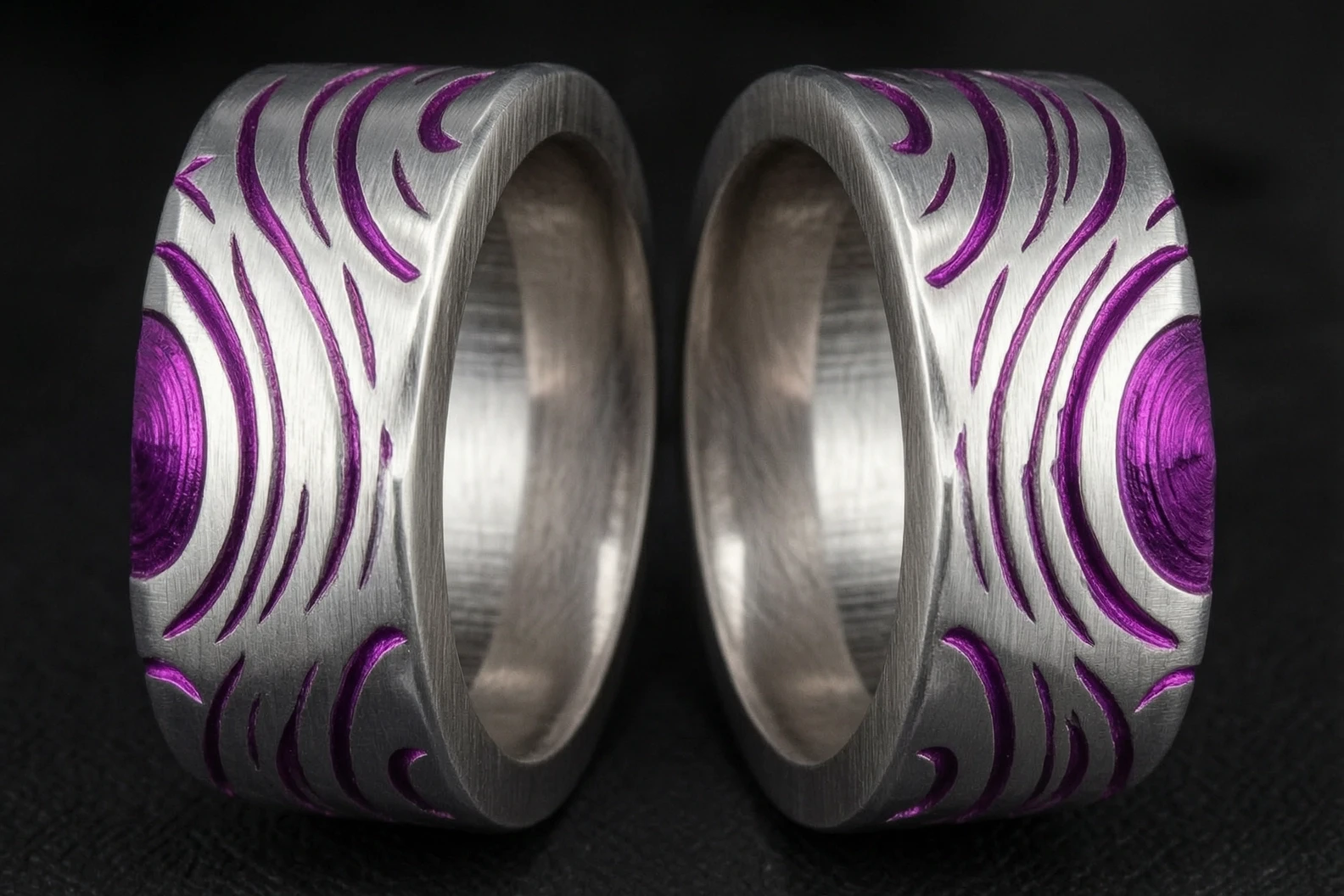 Use the attached reference image as the exact source design. Split the ring shown in the image horizontally along its width (parallel to the band’s plane), not vertically. The…