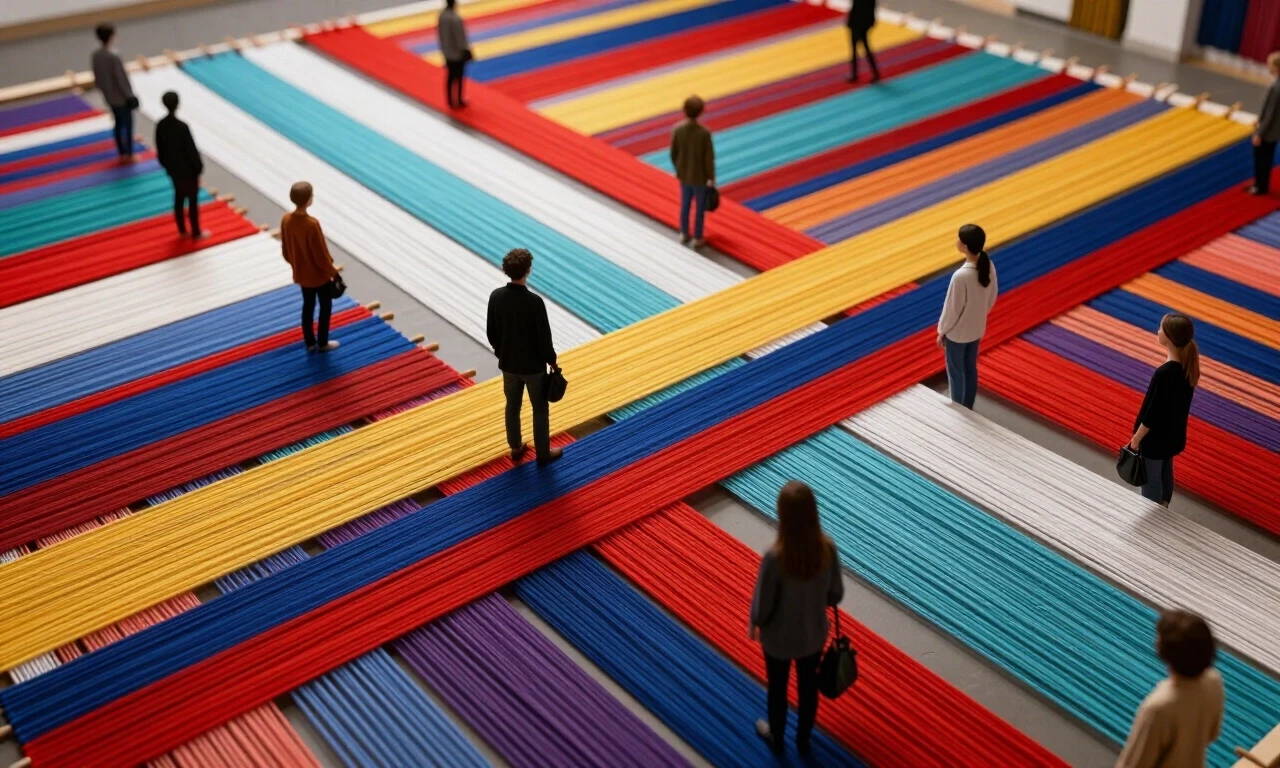 Weavers of reality: Billions of people stand before the vast tapestry of existence. Instead of being woven patterns on it, they themselves hold threads of different colors…
