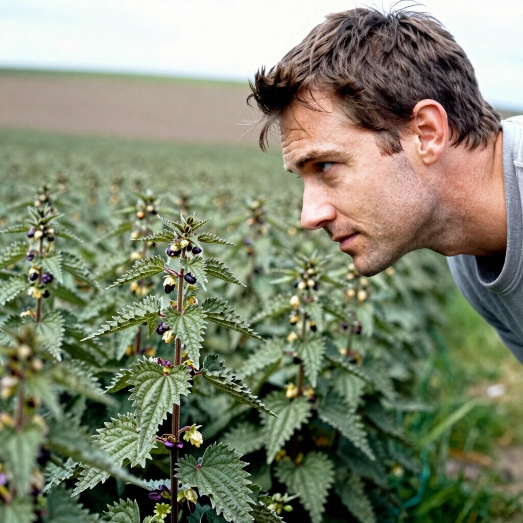 man looks at big nettle — работа пользователя Эмоциональная Трансмутация