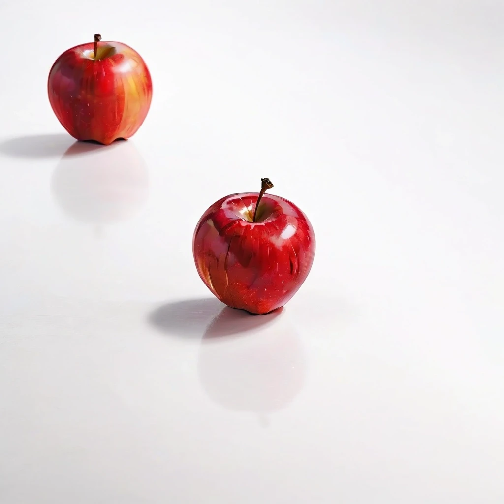 a red apple on a white table — работа пользователя Сильная Оптика