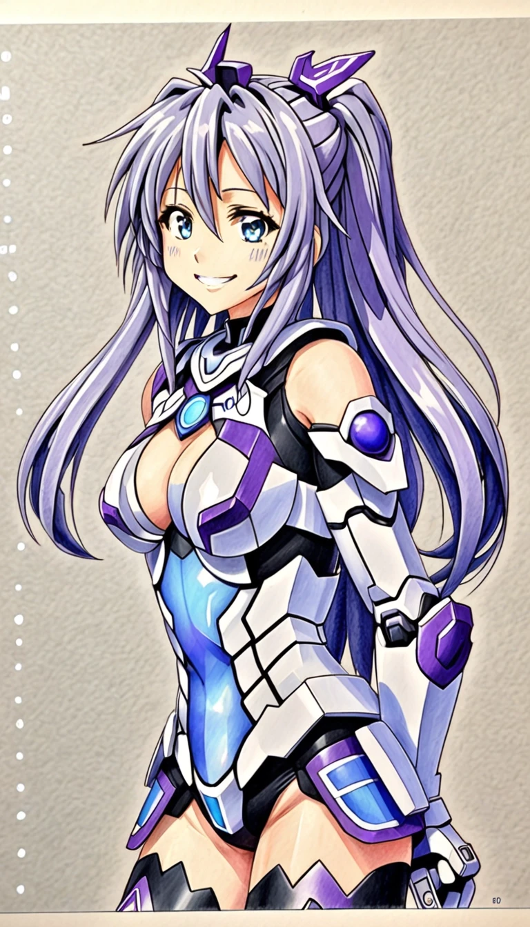 character sheet, general view. Grey background, lait, Hyperdimension Neptunia, Smile Spiral Neptunia-woman — работа пользователя Яростный Иней