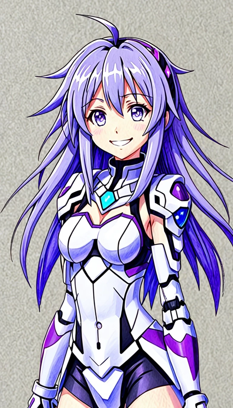 character sheet, general view. Grey background, lait, Hyperdimension Neptunia, Smile Spiral Neptunia-woman — работа пользователя Яростный Иней