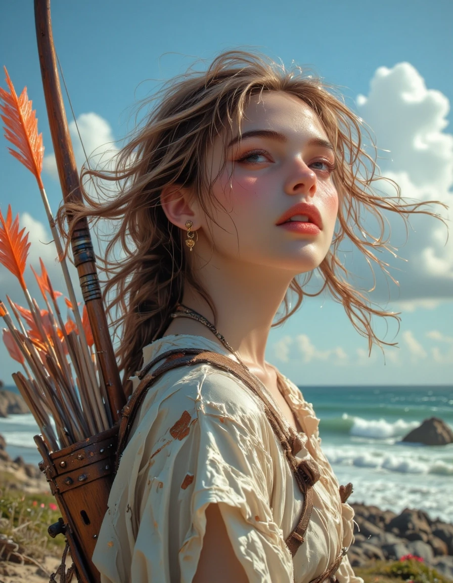A masterpiece in the style of Alma Tadema, featuring clear lines, dynamic brushstrokes, and rich textures in the background, evoking nostalgia, perhaps with subtle patterns…