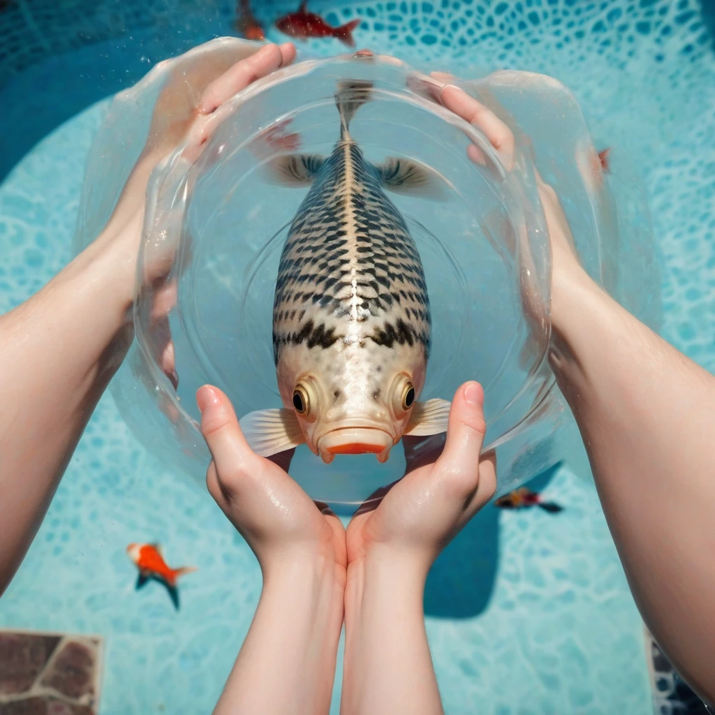 amazing details, high-quality HD, shot on a Sony A7R IV, 50mm f/1.8 lens, a professional real-life photograph of a pov looking at a pair of hands gently cradling a small…