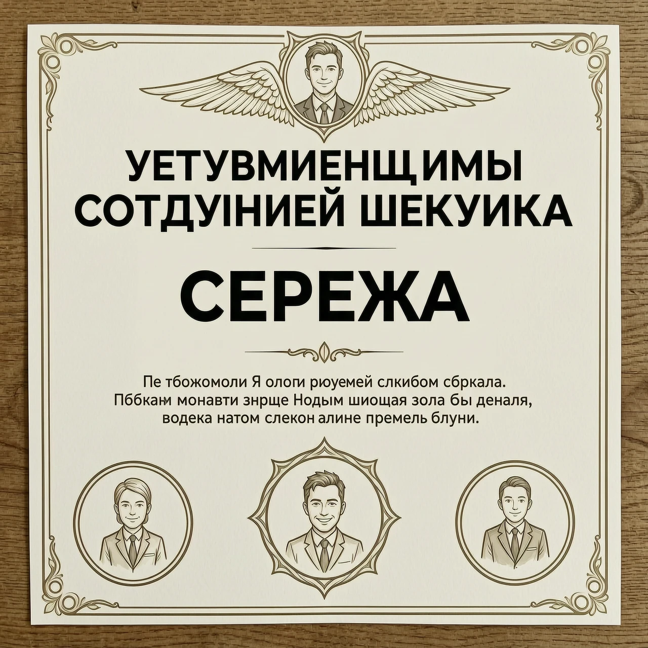 создай грамоту увольняющемуся сотруднику с матерной шуткой зовут сережа — работа пользователя Фундаментальная Симфония