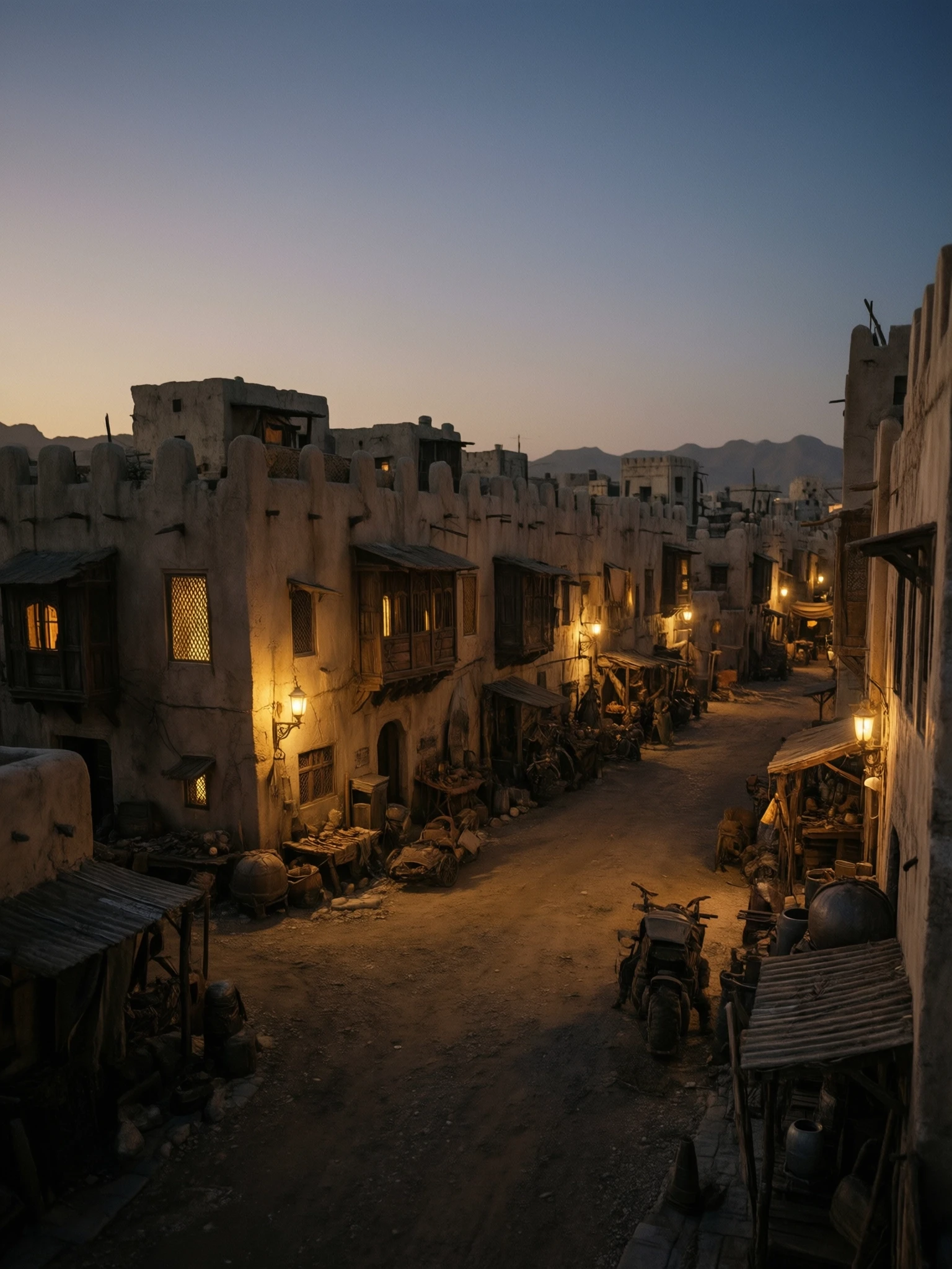 The city of Aden from the game Lineage 2, evening, warm light from the windows. — работа пользователя Кисть художника