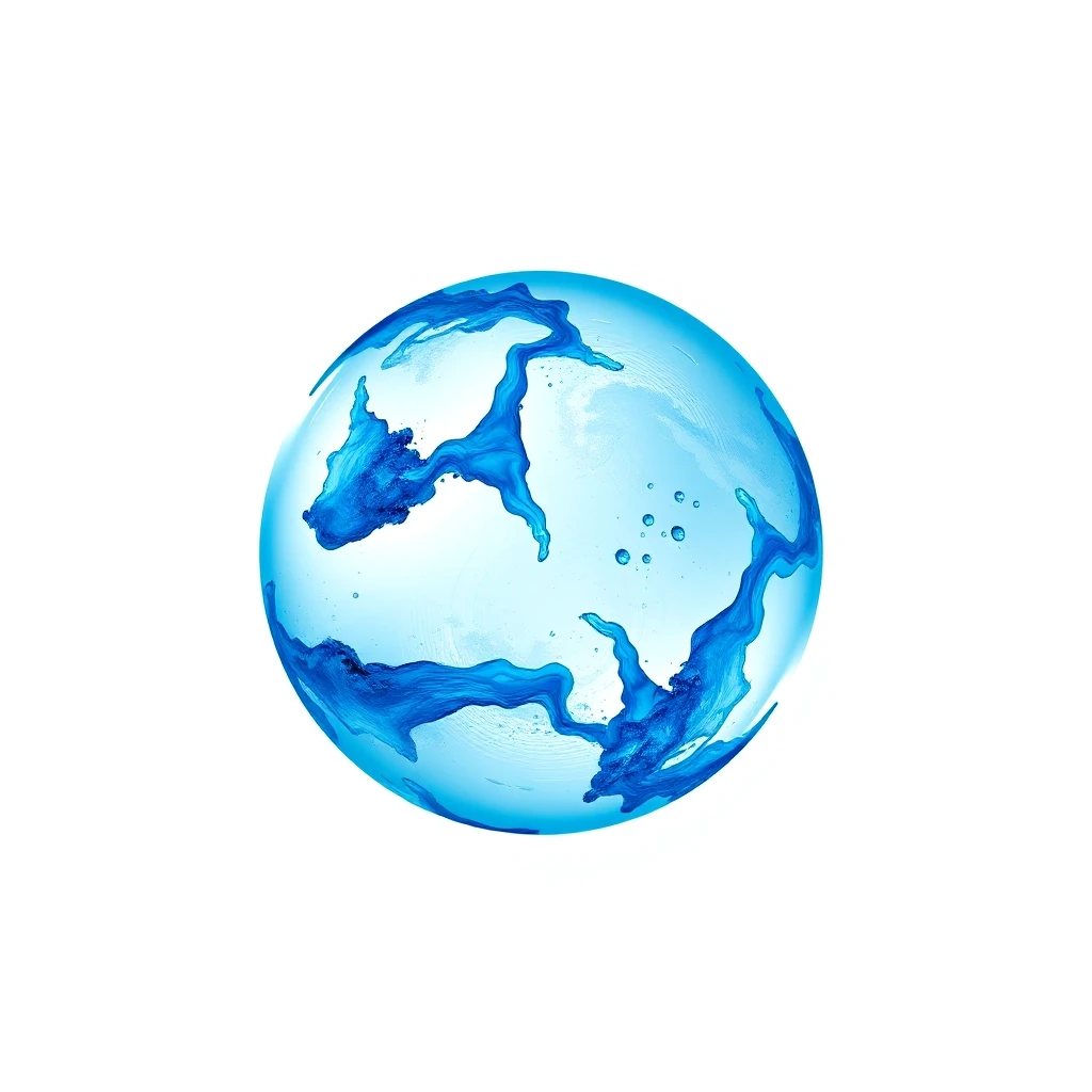 Award-winning professional photo on a perfect white background. A masterpiece, stunningly beautiful. A planet made of bright blue gas. Winds, hurricanes, and rain of molten…