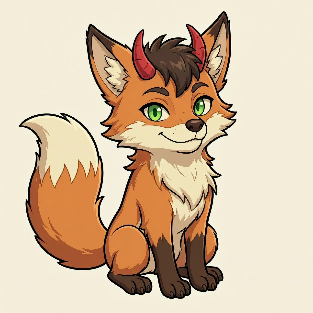 > **Anthropomorphic male fox-like furry character**, cute and expressive, with a warm orange and reddish-brown coat, cream-colored muzzle, cheeks, neck, chest and inner ears,…