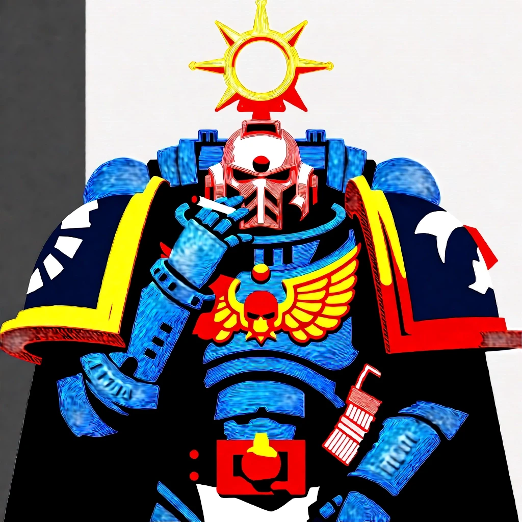 Примарх четвёртого легиона, Пертурабо Warhammer 40k нервно курит сигарету и смотрит в даль ловя флешбэки. — работа пользователя Вулканическая Струна