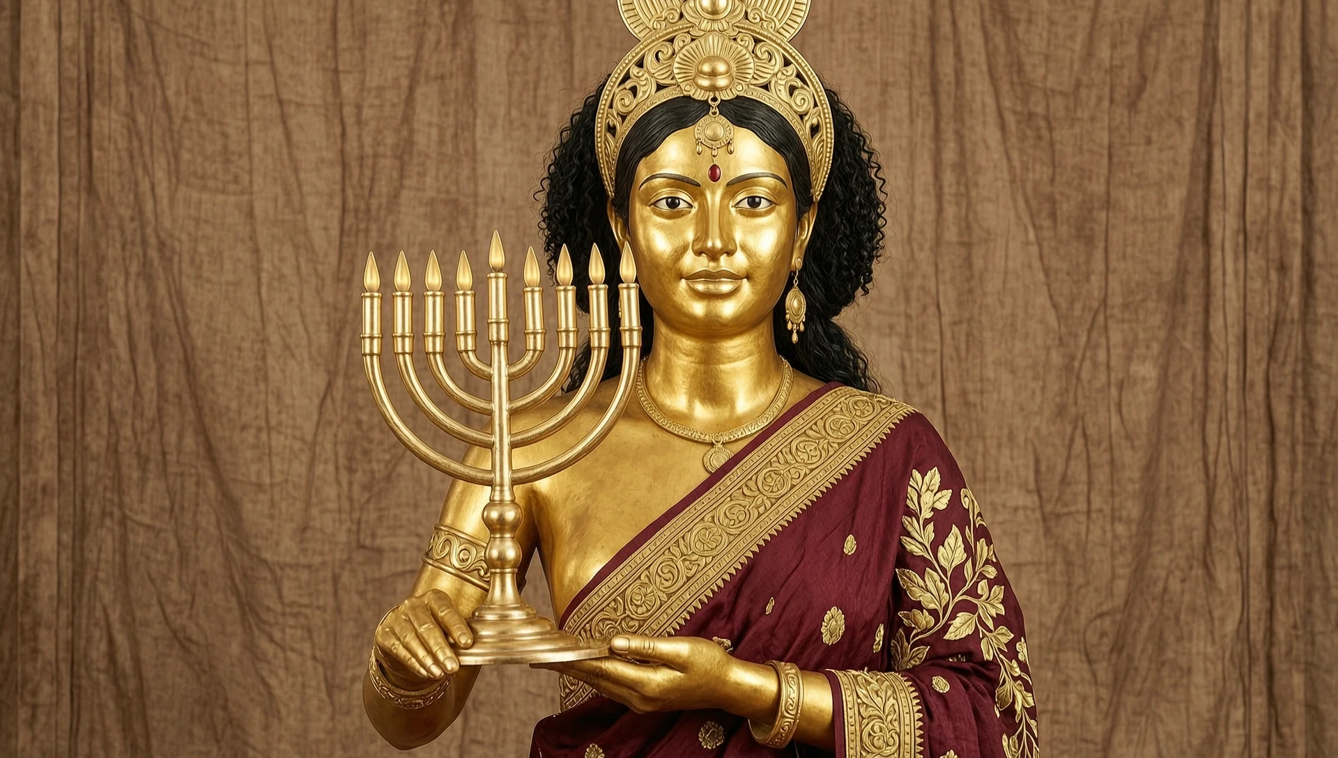 menora head woman with golden skin — работа пользователя Интересный Маг