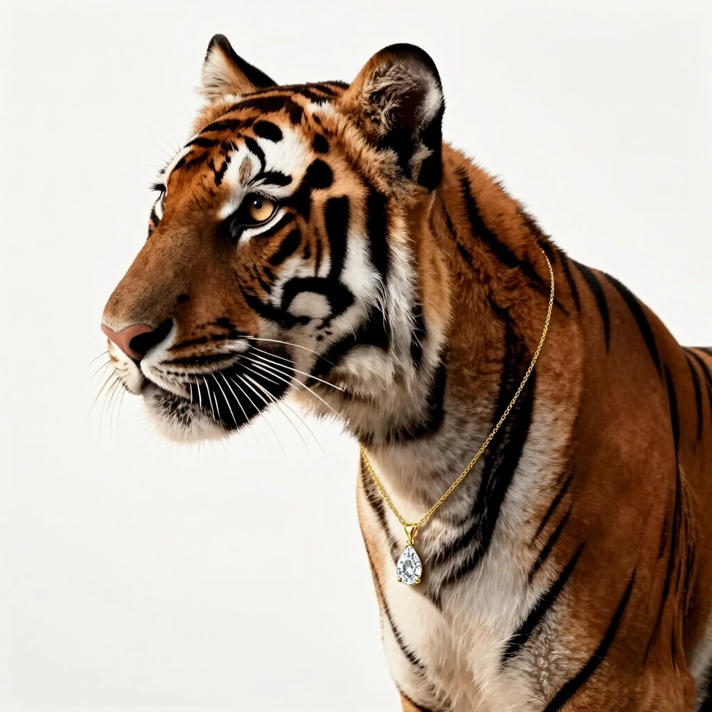 A masterpiece professional commercial wildlife photography of an elegant female tiger animal, gentle feminine features, beautiful sand-honey eyes. Half-profile view, looking to…