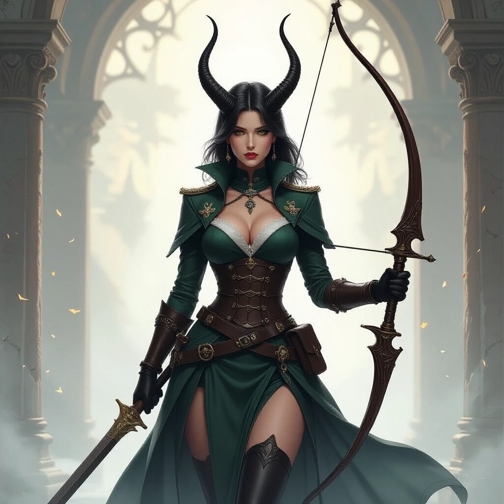 Aristocratic Irresistible Female Hunter, Panorama, Gloomcore, pov, fine artistic composition, magical atmosphere, cinematic perfect intricate stunning fine detail, background…