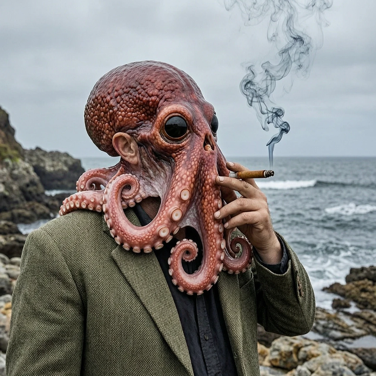 octopus headed man smoking — работа пользователя Интересный Маг