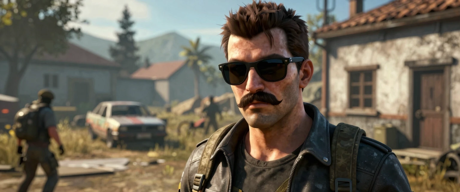 мужчина с усами и солнцезащитных очках в игре SCUM — работа пользователя Блистательная Оптика