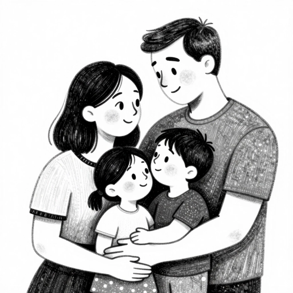 Donald Zolan's heartwarming illustration depicting … мама,папа,семья доброта,нежность,ласка,любовь, UHD,прорисовка деталей,картина тушью v.2.5 — работа пользователя Безумный…