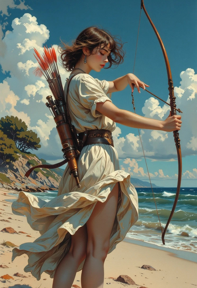 A masterpiece in the style of Alma Tadema, featuring clear lines, dynamic brushstrokes, and rich textures in the background, evoking nostalgia, perhaps with subtle patterns…