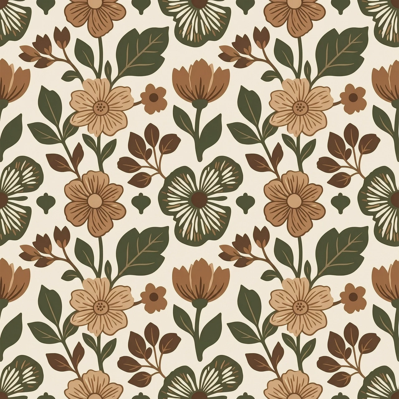 elements for creating an floral pattern (plant elements),the colors (codes) to be used: #555934, #F2E6D8, #BF9B7A, #8C5B3E, #593E2E. — работа пользователя Лазерная Вспышка