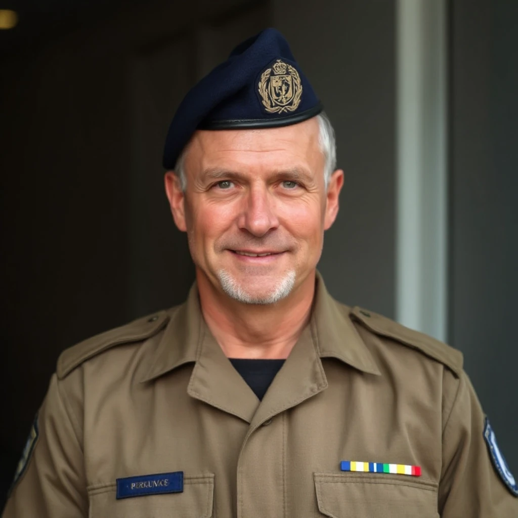professional portrait of middle aged relaxed francian lieutenant in NATO uniform. — работа пользователя Firebat