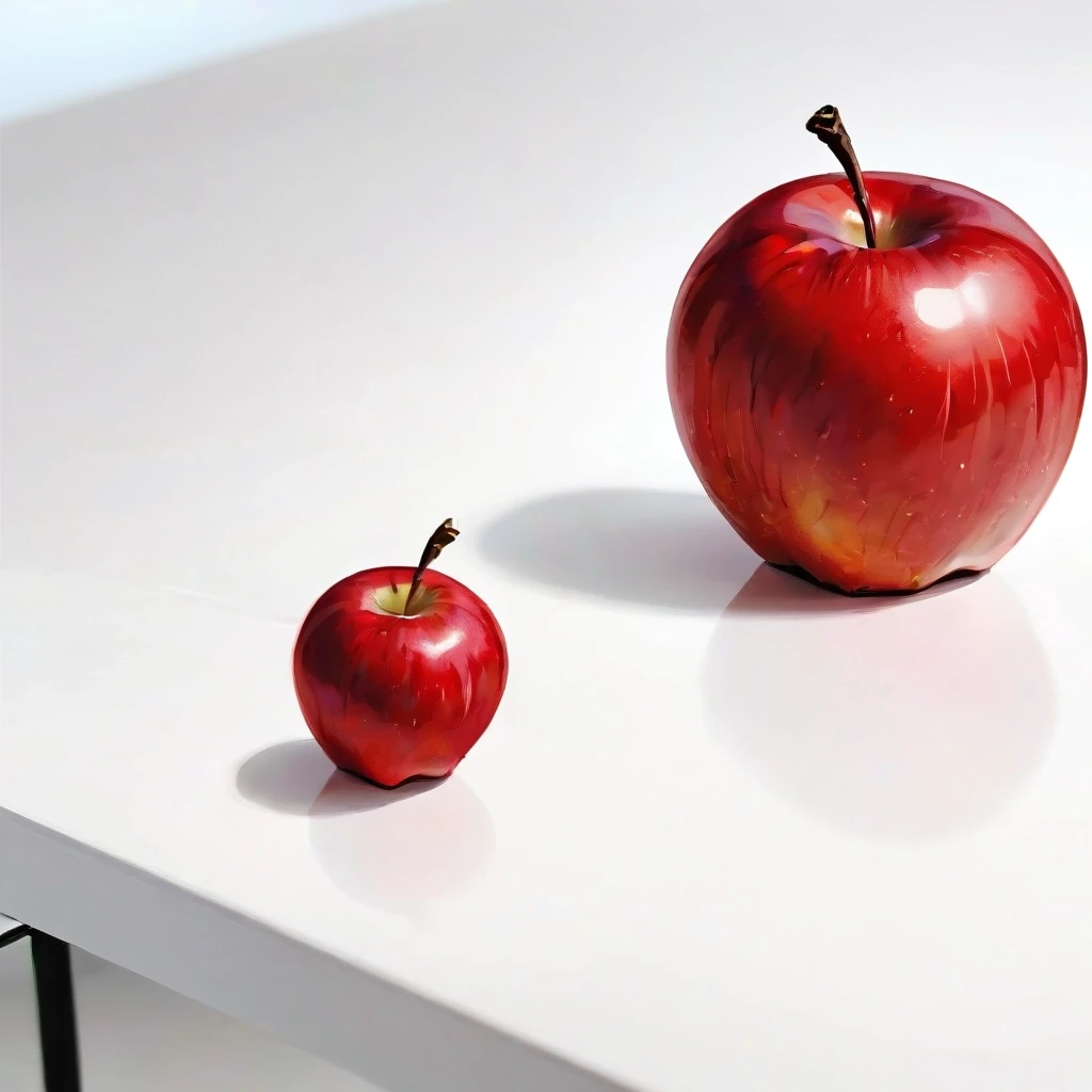 a red apple on a white table — работа пользователя Сильная Оптика