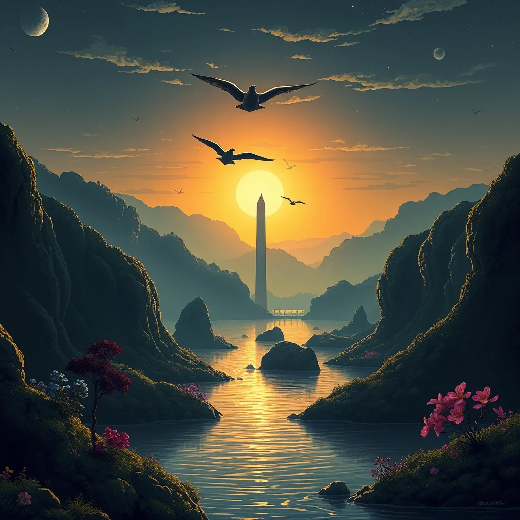 Vector Art, landscape of a [Sunken Isles:Isle Delfino:3] from inside of a Washington D.C. Dense, at Dawn, Hopeless, Pop Art, Cold Lighting, sad, professional fine composition,…