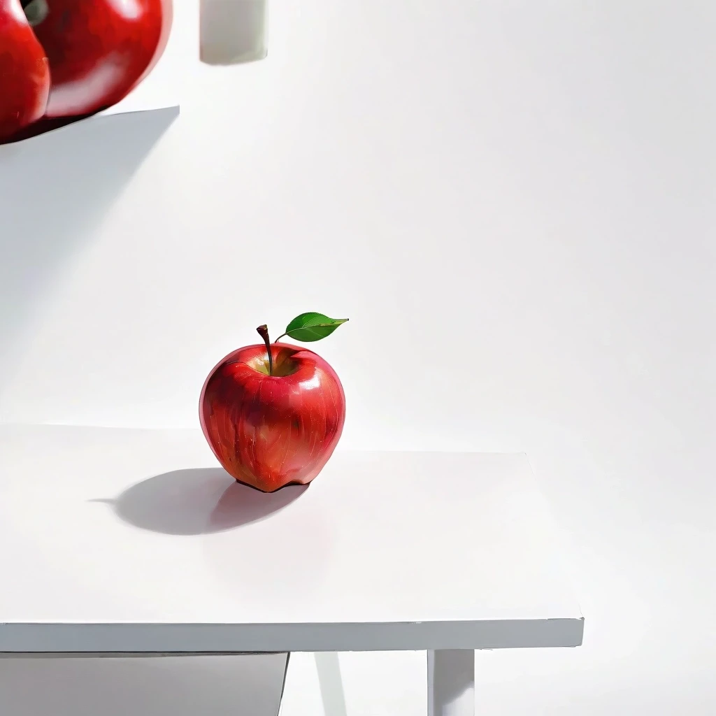 a red apple on a white table — работа пользователя Сильная Оптика