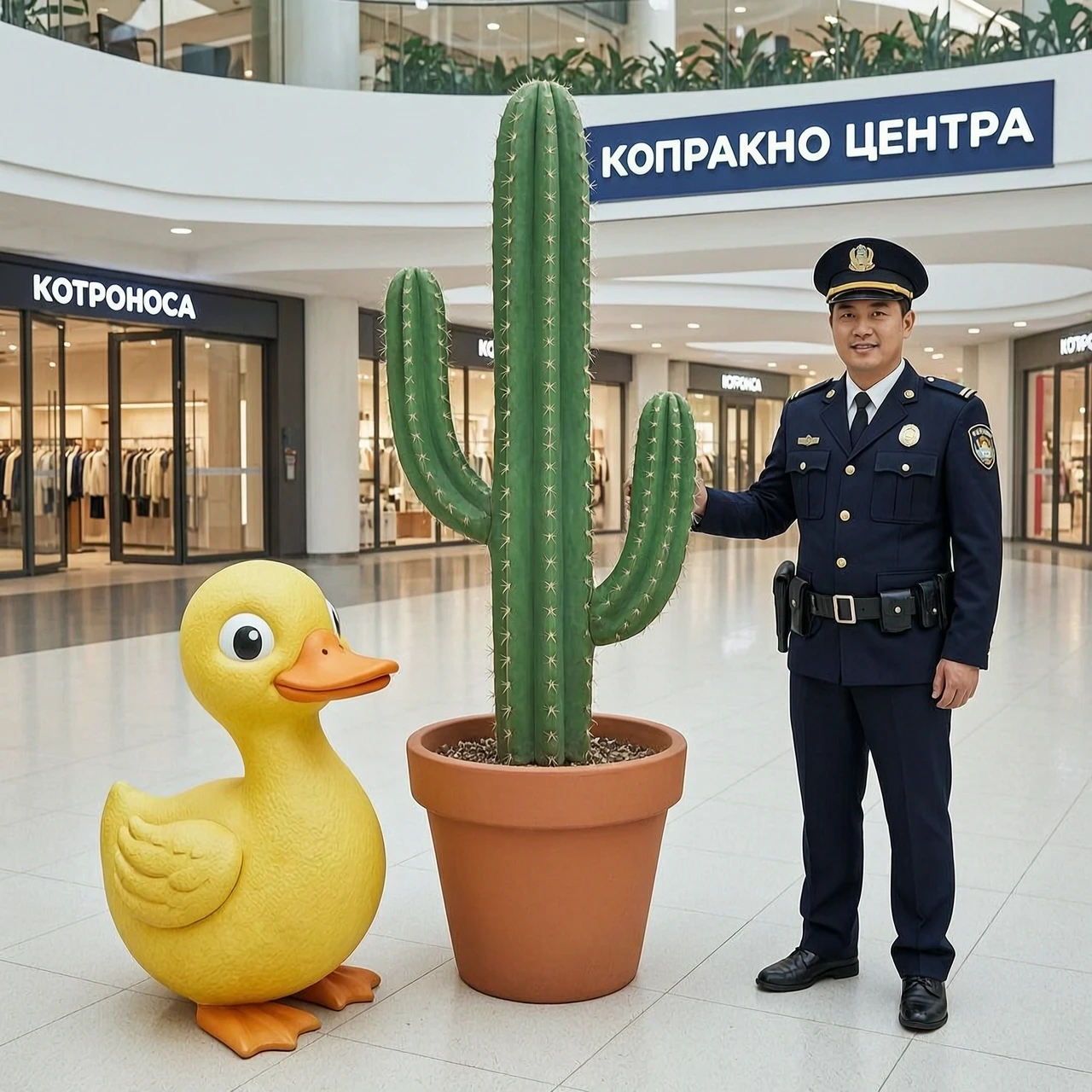 утконоса, кактуса и охранника торгового центра — работа пользователя Весенняя Саламандра