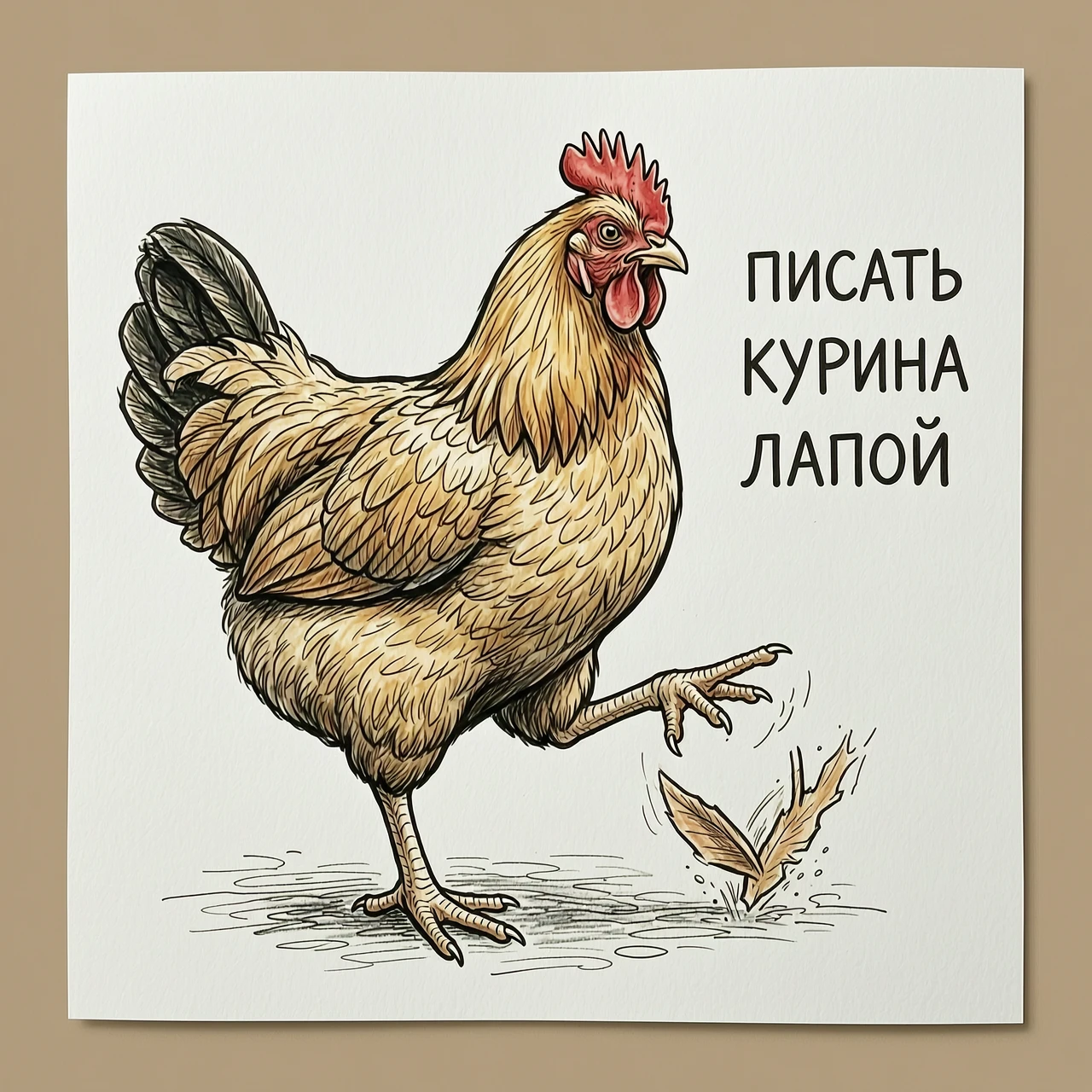 создай картинку на фразу писать как курица лапой — работа пользователя Хрустальный Шорох
