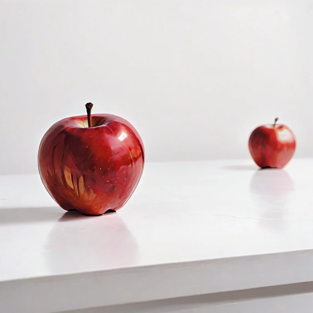 a red apple on a white table — работа пользователя Сильная Оптика