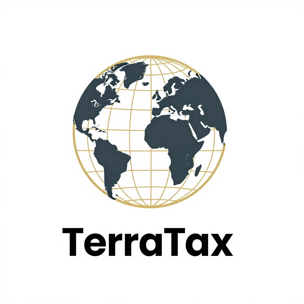 A minimalist logo design for the consulting company TerraTax. The name is a combination of the words "Terra" (Latin for "Earth") and "Territory"…