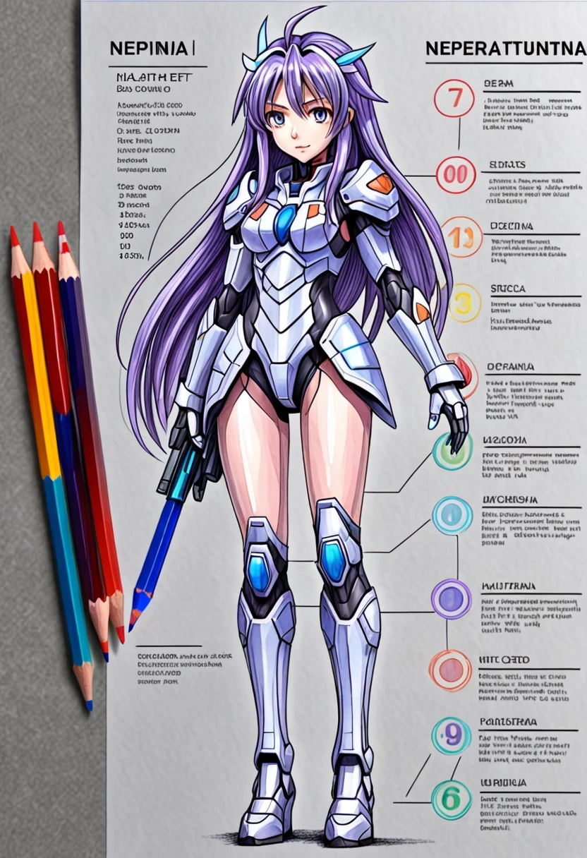 character sheet, general view. Grey background, lait, Neptunia-woman — работа пользователя Яростный Иней
