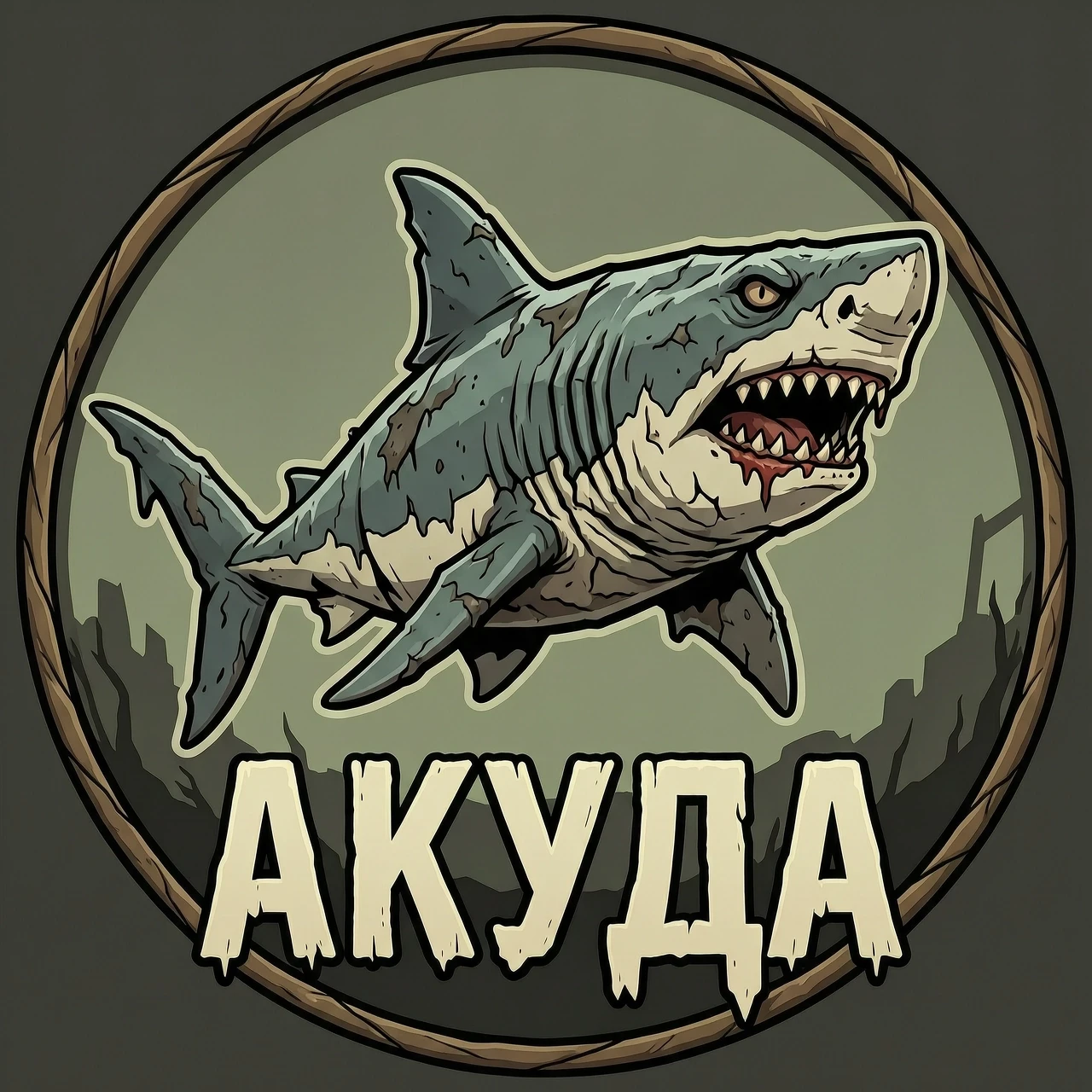 Сделай аватарку с зомби-акулой, по мотивам игры STALKER, надпись:АКУЛА — работа пользователя Безграничная Листва