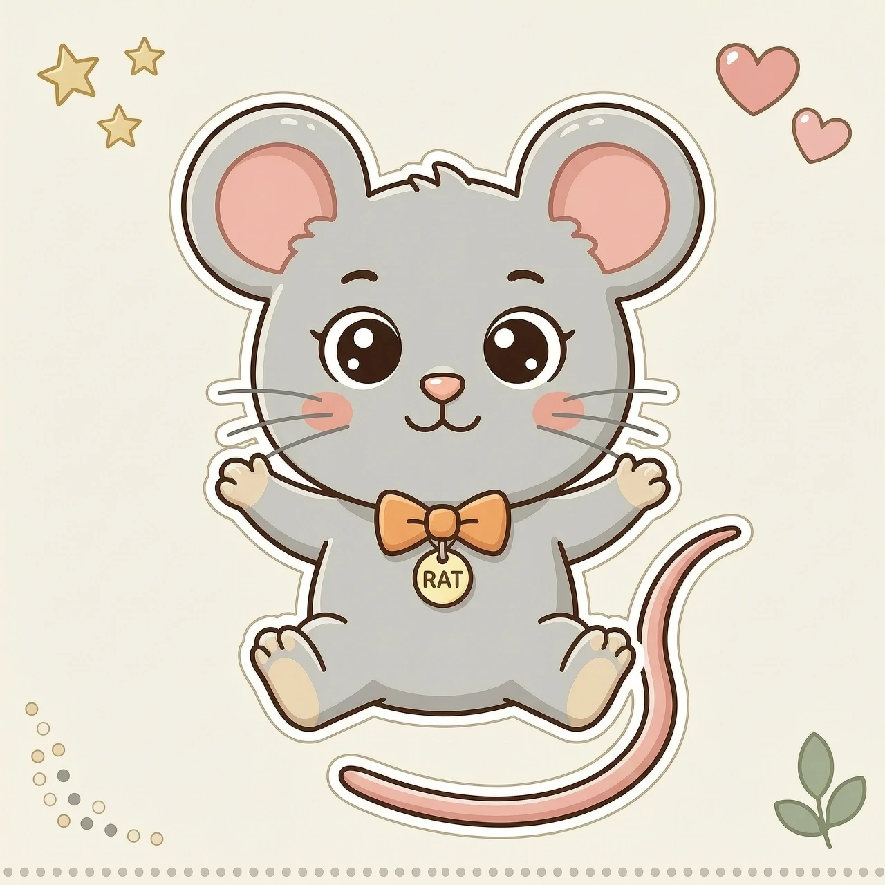 Generate a cute 2D rat with a white outline. — работа пользователя Магический Элементаль