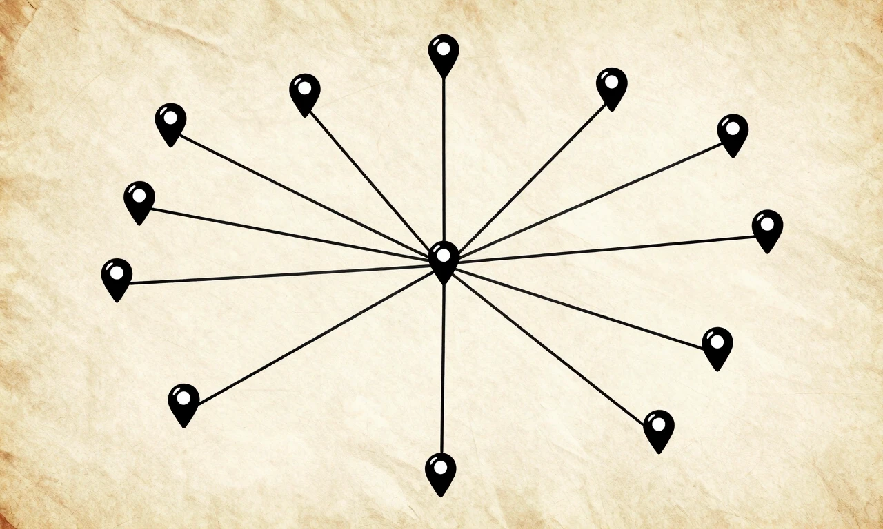 Conceptual map with many pins and connecting strings, spy network diagram, vintage paper texture, warm lighting — работа пользователя Необыкновенный Фенрир