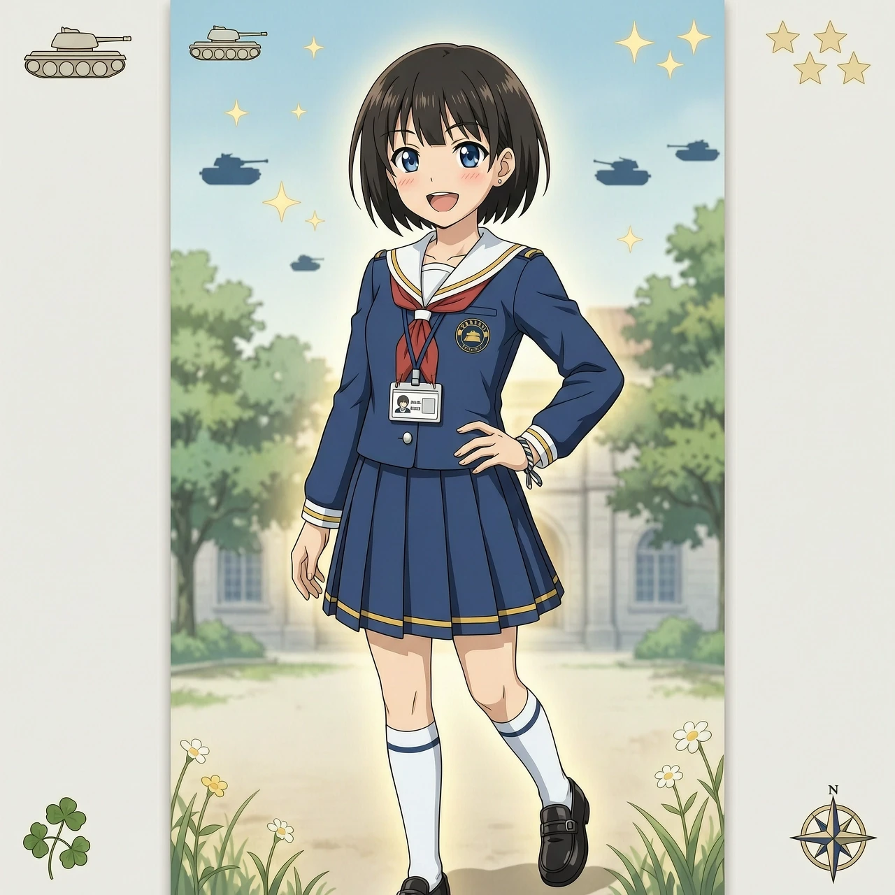 Создаю иллюстрацию с Мако Рейдзей из аниме Girls und Panzer (школа Оарай) в вертикальном формате 9:16. — работа пользователя Радужный Фьорд