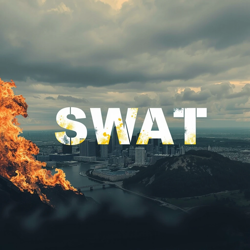 сделай картинку с надписью SWAT чтоб на заднем фоне был огонь и город — работа пользователя Таинственная Нирвана