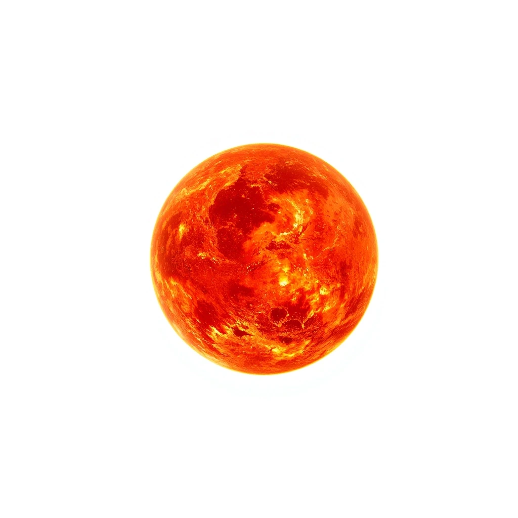 Award-winning professional photo on a perfect white background. A masterpiece, stunningly beautiful. A red-hot planet with oceans of molten metal. — работа пользователя Радужный…