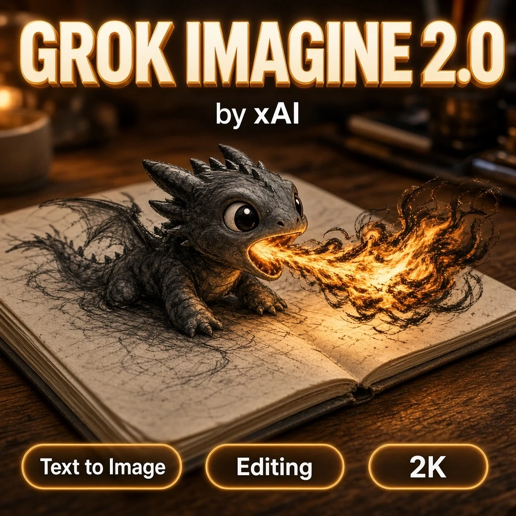 A highly detailed professional real-life photograph taken on a Sony A7R IV with a 50mm f/1.8 lens, showing a cosy cluttered wooden desk. A tiny adorable chibi dragon,…