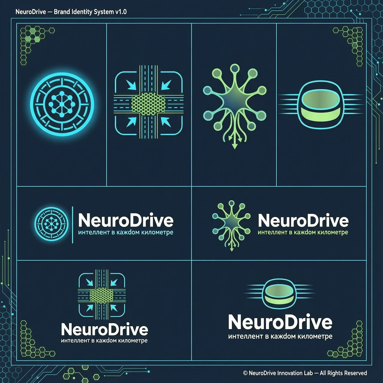 NeuroDrive — интеллект в каждом километре. Центр инновационного транспорта: беспилотные автомобили и умное управление дорожным движением. Цвета: — Основной: #0A192F…