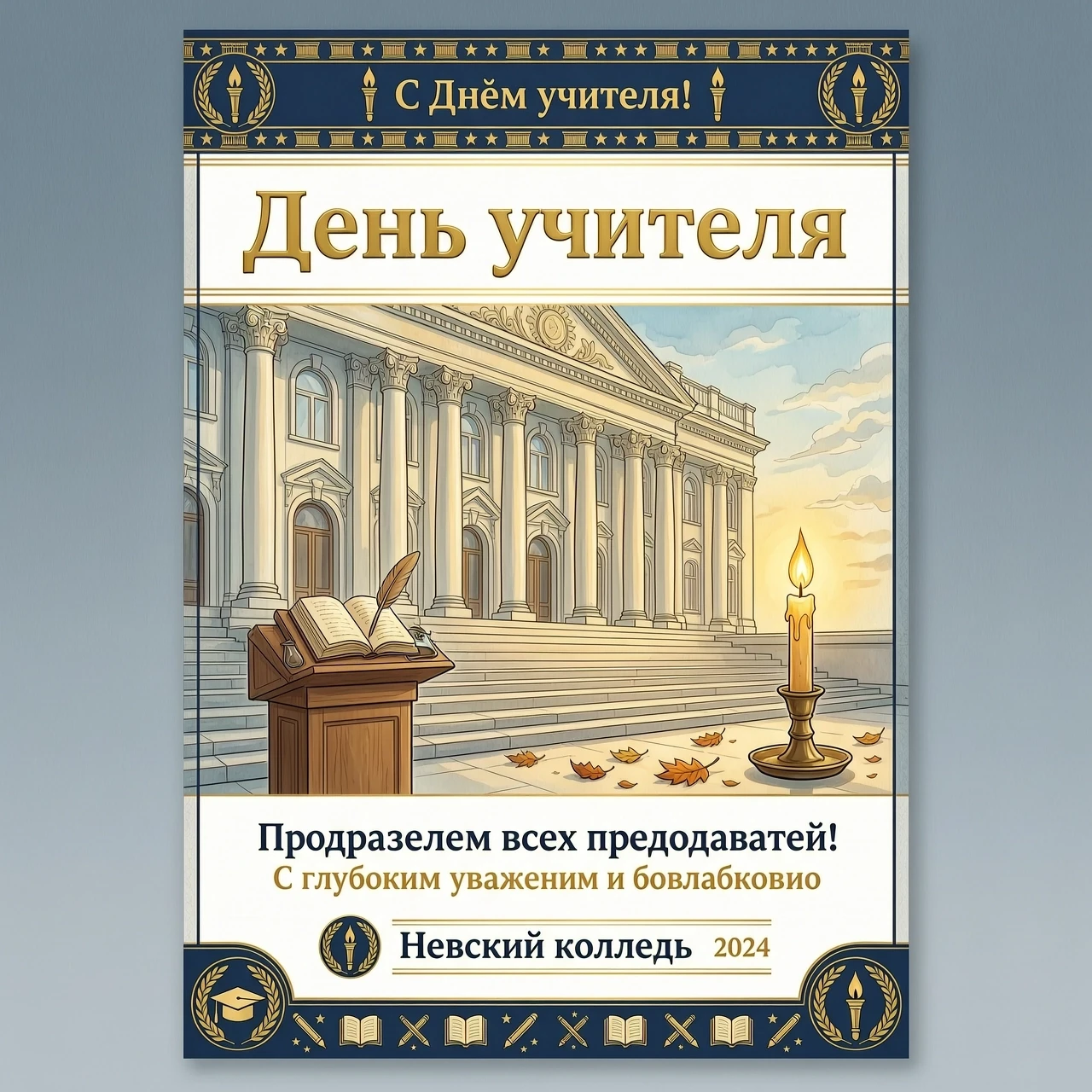 день учителя, поздравление всех преподавателей на Невском колледж — работа пользователя Звёздный Радар