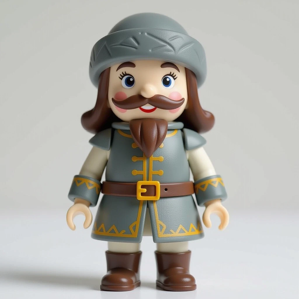 [Ivanushka the Fool - LEGO-style collectible minifigure, studio lighting, product photography, white background, 3D rendering quality] + [matte plastic texture, injection-molded…