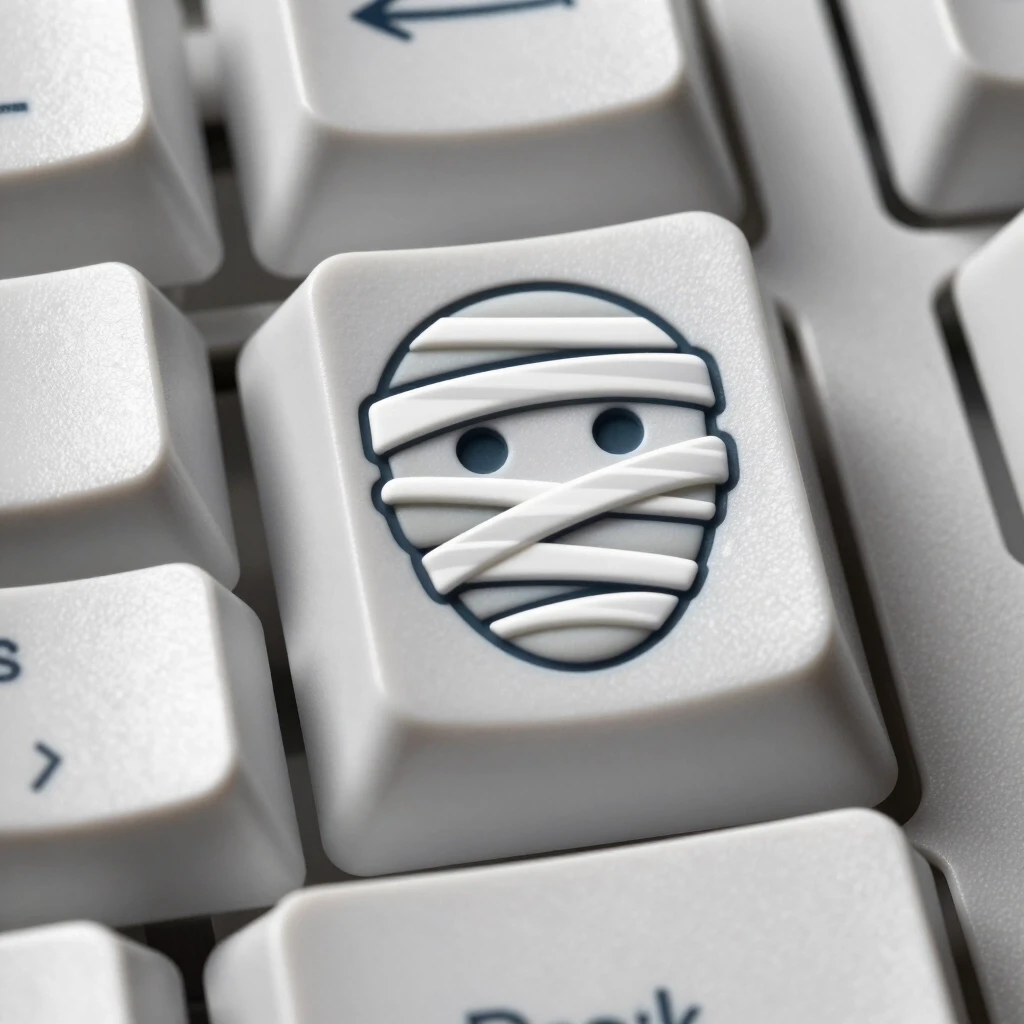 A mummy face keycap engraved with stripes on the entire key in an enlarged size for the gaming keyboard — работа пользователя Радужная Оптика