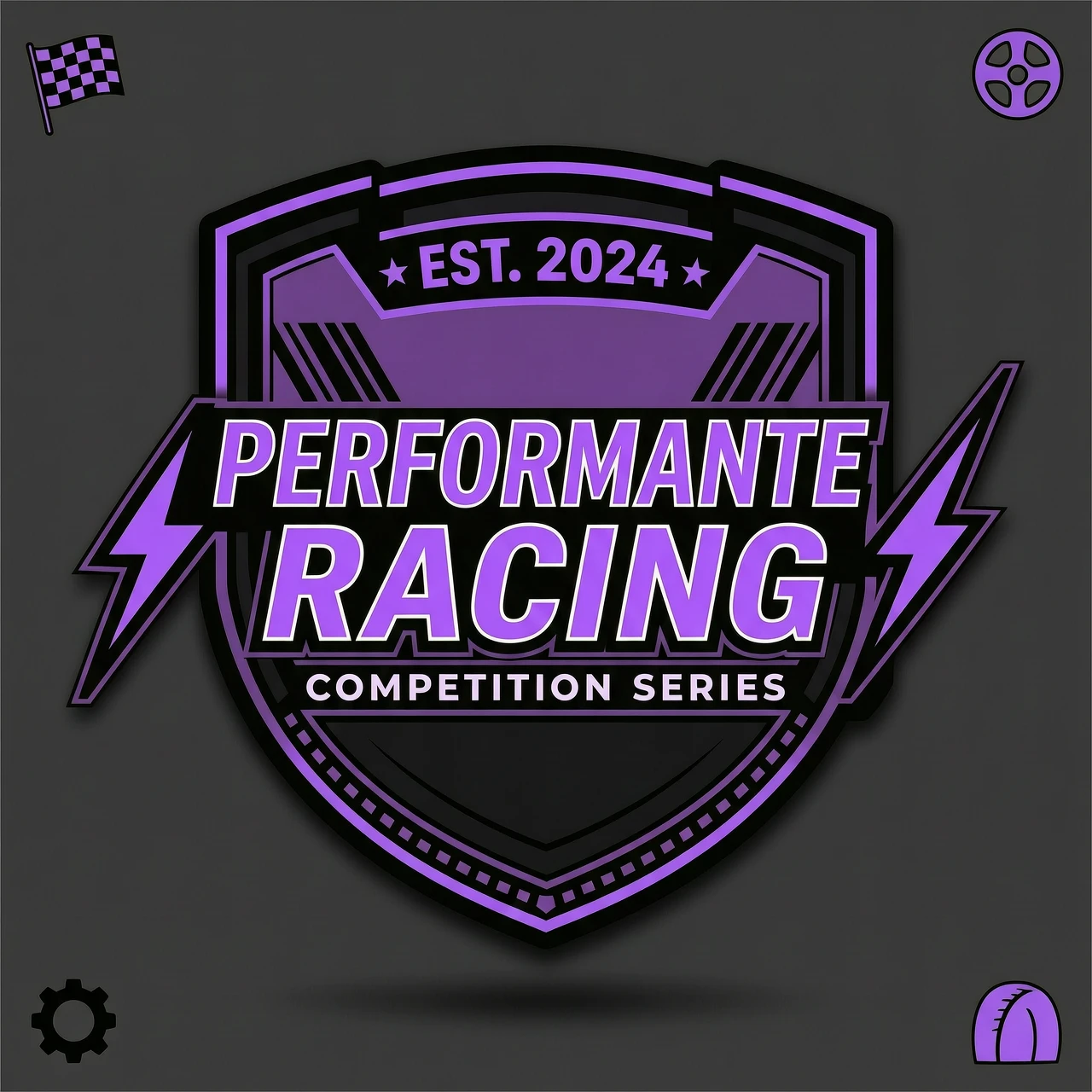 Создай наклейку на машину Perfomante Racing без лишнего в черно фиолетовых цветах — работа пользователя Огромная Искра