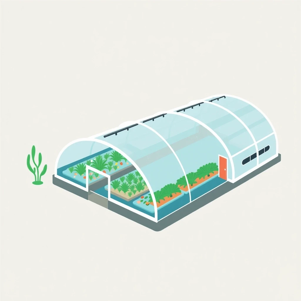Aquatic farms, marine greenhouses, and ocean food farming systems. Simple style with outlines, cute and clean — работа пользователя Огненный Синтез