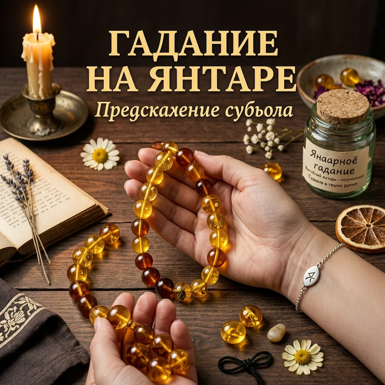 гадание на янтарных бусах красивые бусы из янтаре на столе в руках написать текст гадание и предсказание судьбы на янтаре текст без ошибок исправить понятный шрифт и на банке…