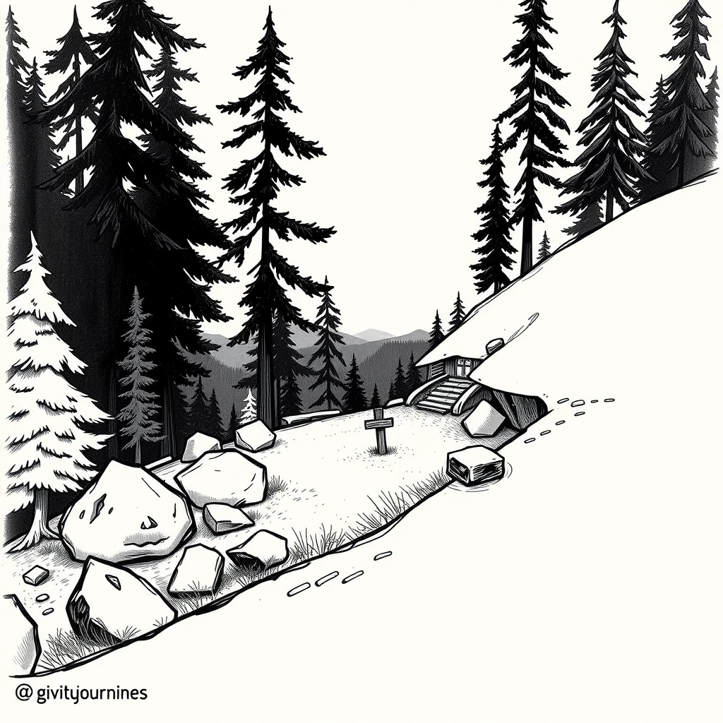 A black and white illustration in the art style of Stanford Pines’ journal from Gravity Falls: sketchy ink lines with light cross‑hatching, like pen drawing on aged paper, no…