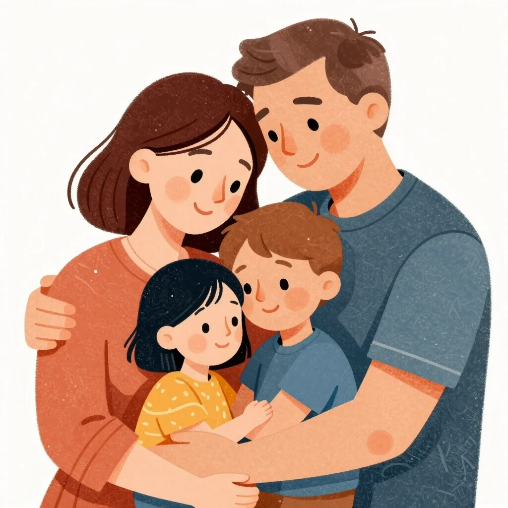 Donald Zolan's heartwarming illustration depicting … мама,папа,семья доброта,нежность,ласка,любовь, UHD,прорисовка деталей,картина цветная тушью v.2.5 — работа пользователя…